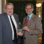 James F. Donohue, MD, (left) accepts the Breathing for Life Award from ATS Foundation Chair Dean Schraufnagel.
